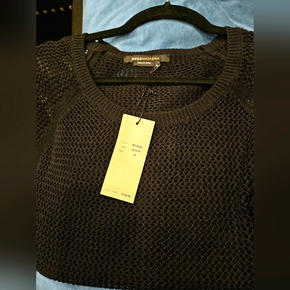 BCBG Tops - NWT BCBG Black Textured Knit Top - XL